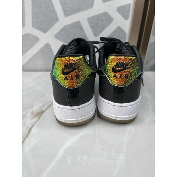 Nike Women Sz 7.5 AIR FORCE 1 ‘07 PRM’ BLACK PURE PLATINUM Leather Sneakers Shoe - Picture 6 of 10